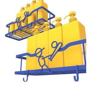 Blue baseball Shower Caddy with Hooks and Adhesive, 2-Pack